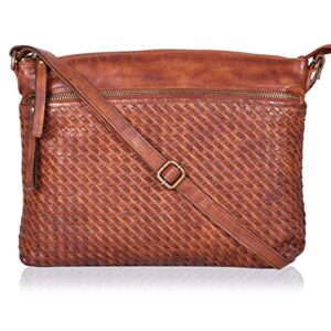 Genuine Leather Crossbody Sling bag for Women Crossover Tan Wash Bags for Women