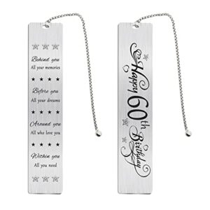 jzxwan happy 60th birthday gifts for women men, 60 years old birthday bookmark gift for him her, 60 birthday decorations for female