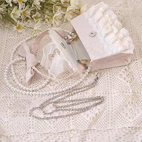 JIAJIA B01 Women's Purses Handbags Envelope Clutch Bags Tassel Lace Flowers Wedding Evening Bag,Pink