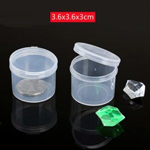 14Pcs Transparent Round Plastic Storage Box w/Hinged Lid, Various Sizes Storage Container Storage Case for Beads, Earplugs, Crafts, Jewelry and Hardware