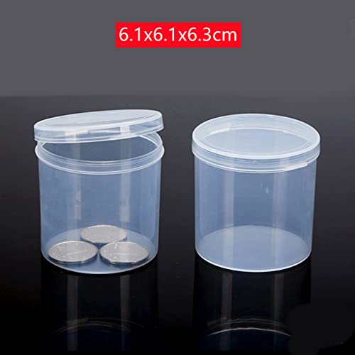 14Pcs Transparent Round Plastic Storage Box w/Hinged Lid, Various Sizes Storage Container Storage Case for Beads, Earplugs, Crafts, Jewelry and Hardware