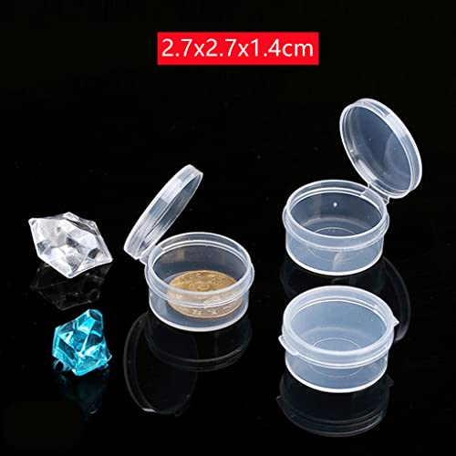 14Pcs Transparent Round Plastic Storage Box w/Hinged Lid, Various Sizes Storage Container Storage Case for Beads, Earplugs, Crafts, Jewelry and Hardware