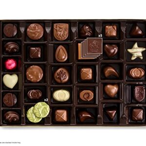 Godiva Chocolatier Assorted Chocolate Gift Box - Assorted Dark, Milk, White, Raspberry, Caramel, and Chocolate- Blue Ribbon Classic Gold Box - 36 pieces