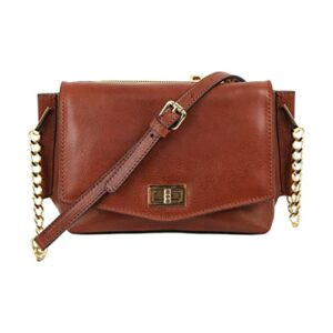 Time Resistance Leather Crossbody Bag for Women - Full Grain Leather Shoulder Bag - Stylish Messenger Bag Purse (Cognac)