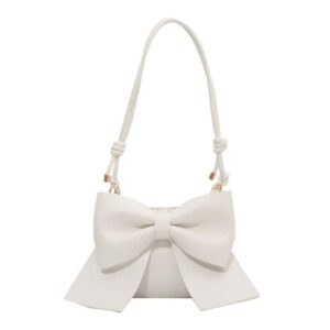 cocowindow women shoulder bag underarm clutch purse handbag bow shape crossbody bag classic tote bag (white,one size)