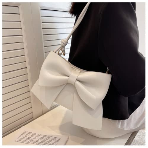 Cocowindow Women Shoulder Bag Underarm Clutch Purse Handbag Bow Shape Crossbody Bag Classic Tote Bag (white,one size)