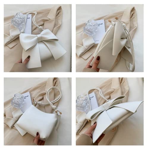 Cocowindow Women Shoulder Bag Underarm Clutch Purse Handbag Bow Shape Crossbody Bag Classic Tote Bag (white,one size)