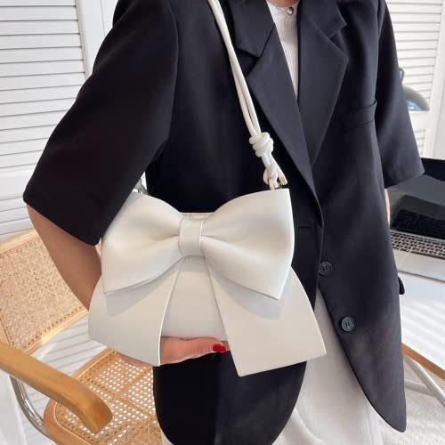 Cocowindow Women Shoulder Bag Underarm Clutch Purse Handbag Bow Shape Crossbody Bag Classic Tote Bag (white,one size)