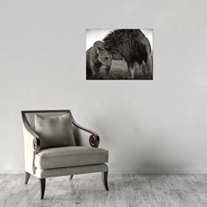 Black and White Lion and Lioness Poster Print Bedroom Living Room Wall Art African Couple Animal Artwork Framed Canvas Painting Print for Office Home Decor Ready to Hang 16x24inch