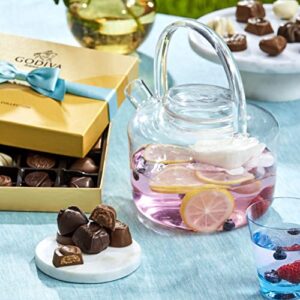 Godiva Chocolatier Assorted Chocolate Gift Box - Assorted Dark, Milk, White, Raspberry, Caramel, and Chocolate- Blue Ribbon Classic Gold Box - 8 pieces