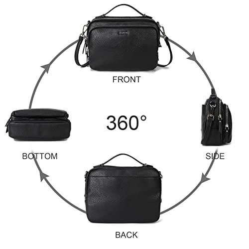 Small Crossbody Bags for Women Leather Shoulder Purses Vegan women Cross body Bag Multi Pocket Purse Black