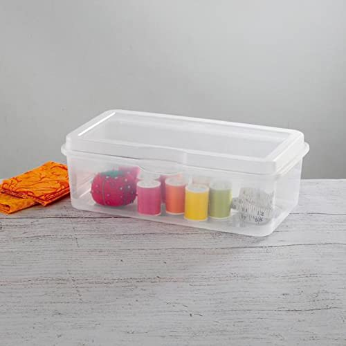 Sterilite Clear FlipTop Plastic Stacking Storage Container Tote with Latching Lid for Home Organization in Closets, Playroom, or Craft Rooms, 30 Pack