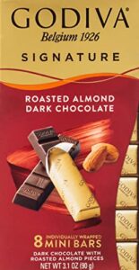 godiva signature roasted almond dark chocolate mini bars – 3.1oz