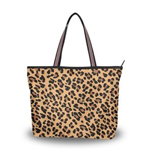 women tote bag zippered leopard handbag leopard tote purse with pockets