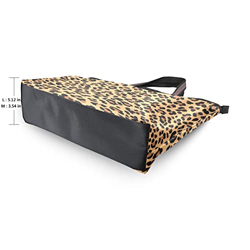 Women Tote Bag Zippered Leopard Handbag Leopard Tote Purse with Pockets