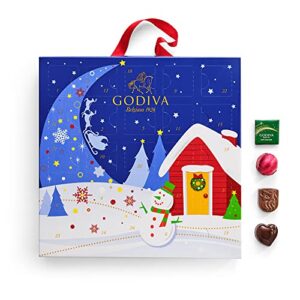 Godiva Chocolatier Holiday 2022 Blue Advent Calendar – Assorted Individually Wrapped Dark and Milk Chocolates – 24 Piece Christmas Countdown - Unique Gift for Chocolate Lovers
