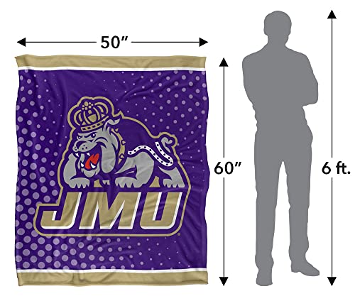 James Madison University Dukes Blanket, 36"x58" Logo Dots, Silky Touch Sherpa Back Super Soft Throw