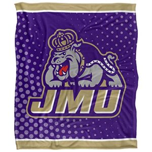 James Madison University Dukes Blanket, 36"x58" Logo Dots, Silky Touch Sherpa Back Super Soft Throw