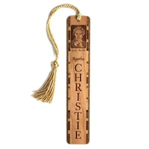 agatha christie author with signature engraved wooden bookmark – also available with personalization – made in usa