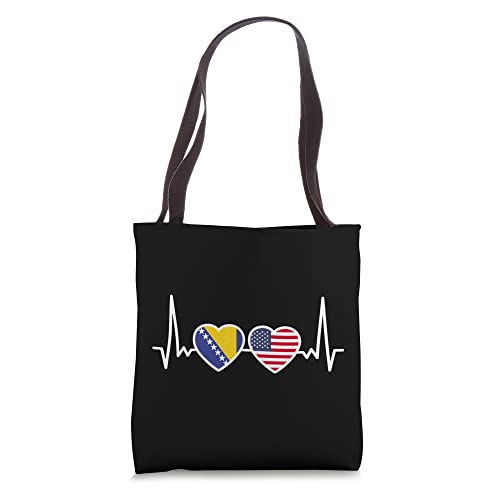 Bosnia Herzegovina USA Heartbeat Flag American Bosnian Tote Bag