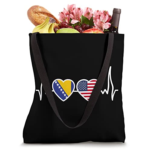 Bosnia Herzegovina USA Heartbeat Flag American Bosnian Tote Bag