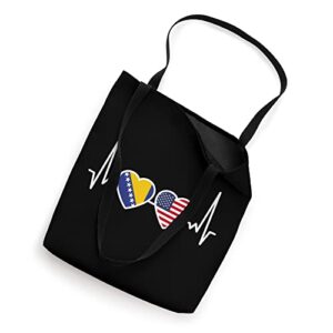 Bosnia Herzegovina USA Heartbeat Flag American Bosnian Tote Bag