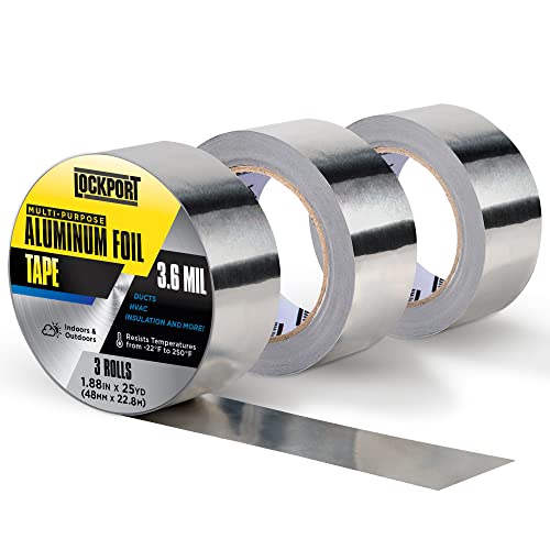 Aluminum Foil Tape for HVAC & Insulation — 3 Pack — Extra Thick 3.6 Mil Silver Metal Duct Tape — 2 Inch x 225 Total Feet — Heat Resistant, Waterproof & Professional Grade Tape for Ductwork