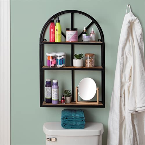 Powell Furniture Linon Penelope Metal Wall Shelves in Black