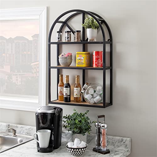 Powell Furniture Linon Penelope Metal Wall Shelves in Black