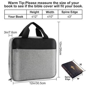 Large Bible Cover for Men, Grathia Bible Case Bible Carrying Case Bible Book Cover Bible Bag with Handle, Zipper and Pockets Bible Organizer for Women, Men, Boys, Girls, Kids