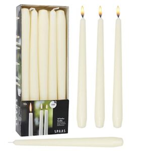 taper candles ,tapered candlesticks – dripless 10 inch ivory candles , unscented tall dinner candle, long 8 hour burning household candles , 10 pack