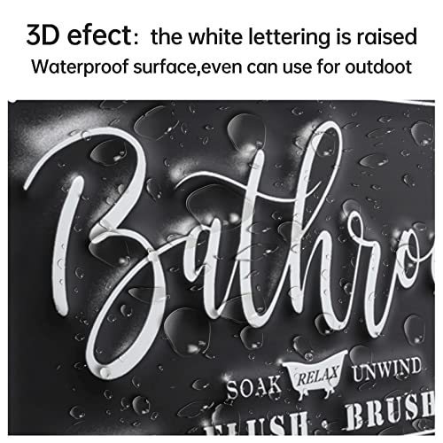 Bathroom Signs Decor For Farmhouse Wall.Black White Metal Bath Sign,14" X 7". Bath Wall Art, Bathroom Rustic Signs.Letreros Para Baños,Cuadros Para Baños Rusticos. (Black)