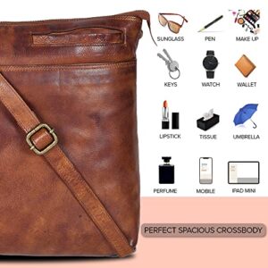 Real Leather Crossbody Bags For Women – Sling Bag Cross over Purse With Adjustable Shoulder Strap Medium Size Front Zipper