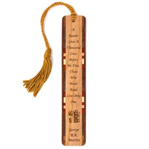 george r.r. martin reading quote engraved wooden bookmark – also available with personalization – made in usa