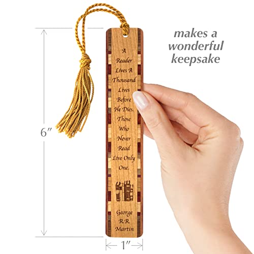 George R.R. Martin Reading Quote Engraved Wooden Bookmark - Also Available with Personalization - Made in USA