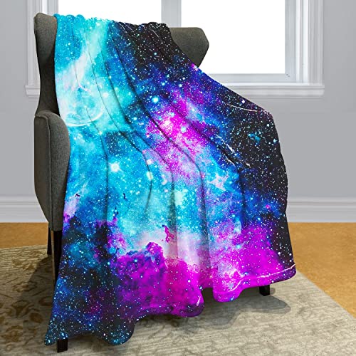 YISUMEI Nebula Galaxy Throw Blanket Fantasy Purple Blue Starry Sky Space Fleece Blanket Soft Warm Cozy for Sofa Couch Bed 50"x60"