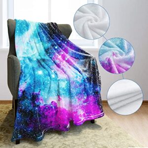 YISUMEI Nebula Galaxy Throw Blanket Fantasy Purple Blue Starry Sky Space Fleece Blanket Soft Warm Cozy for Sofa Couch Bed 50"x60"