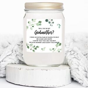 YouNique Designs Will You Be My Godmother Candle, 7 Ounces, Godmother Proposal, Godmother Announcement, Can You Be My Godmother, Soy Vegan Aromatherapy Candles for Home (Lavender & Vanilla)