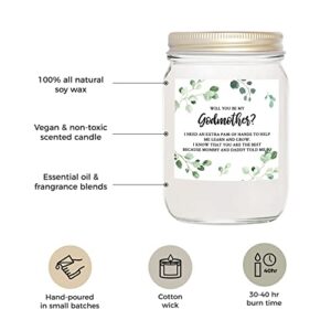 YouNique Designs Will You Be My Godmother Candle, 7 Ounces, Godmother Proposal, Godmother Announcement, Can You Be My Godmother, Soy Vegan Aromatherapy Candles for Home (Lavender & Vanilla)