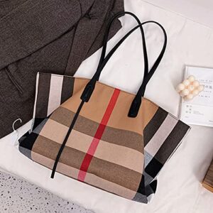 Womens Tote Handbag Large Capacity Roomy Canvas Bag,Ladies Crossbody Shoulder Bags Hobo Tote Bag Purse Fashion Handle Satchel (Brown)