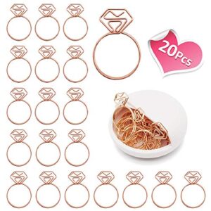 diamond ring shape small paper clips – cute paper clips – funny bookmark marking clips for office school wedding party invitation valentine decoration – planner paperclips (20 pcs) (diamond ring)