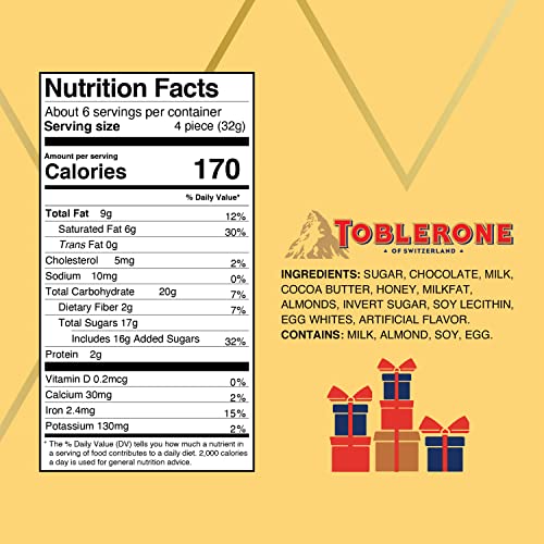 Toblerone Tiny Swiss Chocolate Gift Set, Dark Chocolate, Milk Chocolate Candy Bars with Honey & Almond Nougat, 7.05 oz (25 Pieces)