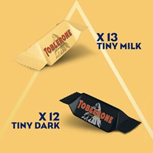 Toblerone Tiny Swiss Chocolate Gift Set, Dark Chocolate, Milk Chocolate Candy Bars with Honey & Almond Nougat, 7.05 oz (25 Pieces)