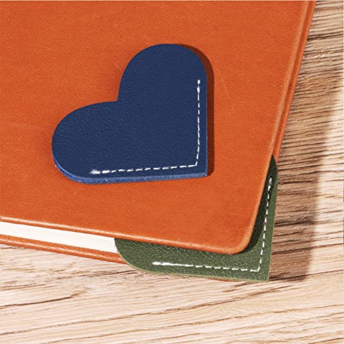 KuuGuu 10 PCS Leather Heart Bookmark,Handmade Book Marks Leather Reading Accessories for Women Kids, and Cute Handmade Book Reading Gift for Book Lovers