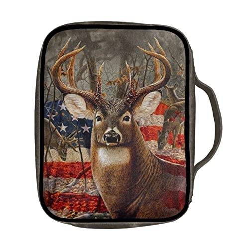 YEXIATODO American Flag Deer Bible Cover Beautiful Bible Case Personalized Custom Tote HandBag for Women Kids Girls Covers & Protects for Your Prayer Study Items Notebooks Pens Phones Church Bulletins