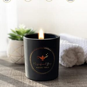 Scented Candles for Men Extra Large 11 oz 70+ Hours Burn Time Wood Wick Luscious Coffee Scented Candles Magic Vela Scented Candle by Magnificent Bay.Gifts for Women and Men.