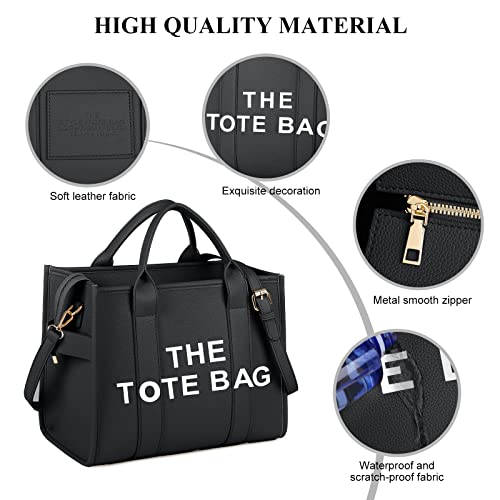 JQAliMOVV The Tote Bags for Women - Large PU Leather, Trendy Travel Handbag Top-Handle Shoulder Crossbody Bags (Black)