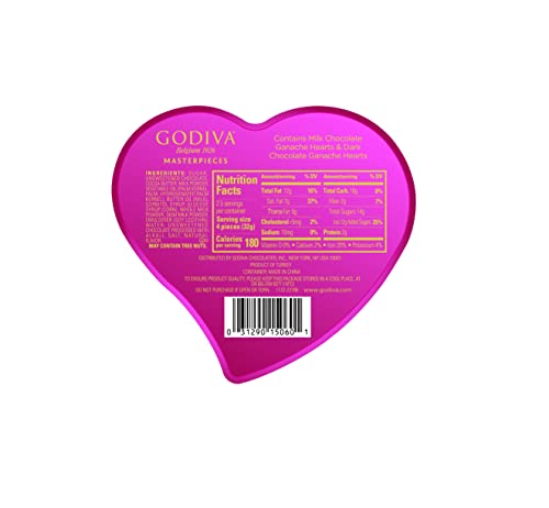 Godiva Chocolatier Masterpieces Milk Chocolate and Dark Chocolate Heart Tin