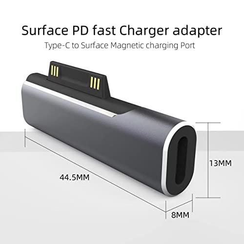 Surface Connector to USB-C Charging Adapter, DC15V 102W Type C Female to Surface Male for Microsoft Pro7/6/5/4 Surface Laptop 3/2/1, Surface Go, Surface Book