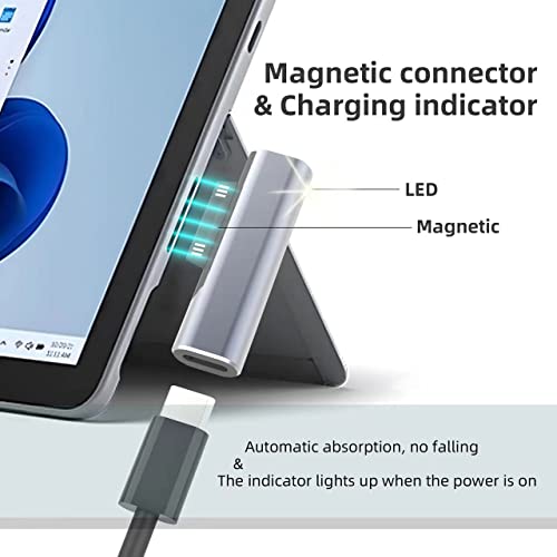 Surface Connector to USB-C Charging Adapter, DC15V 102W Type C Female to Surface Male for Microsoft Pro7/6/5/4 Surface Laptop 3/2/1, Surface Go, Surface Book